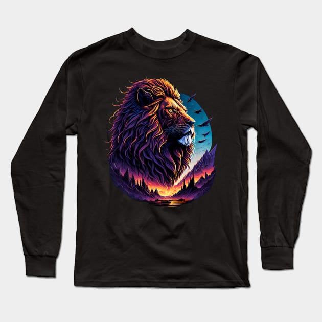 Landscape Lion Long Sleeve T-Shirt by nnorbi
